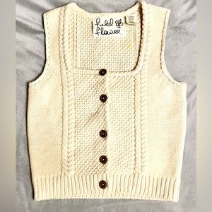 Filed Flower Anthropology Lambswool Vest, Cable Knit Detailing, Lg